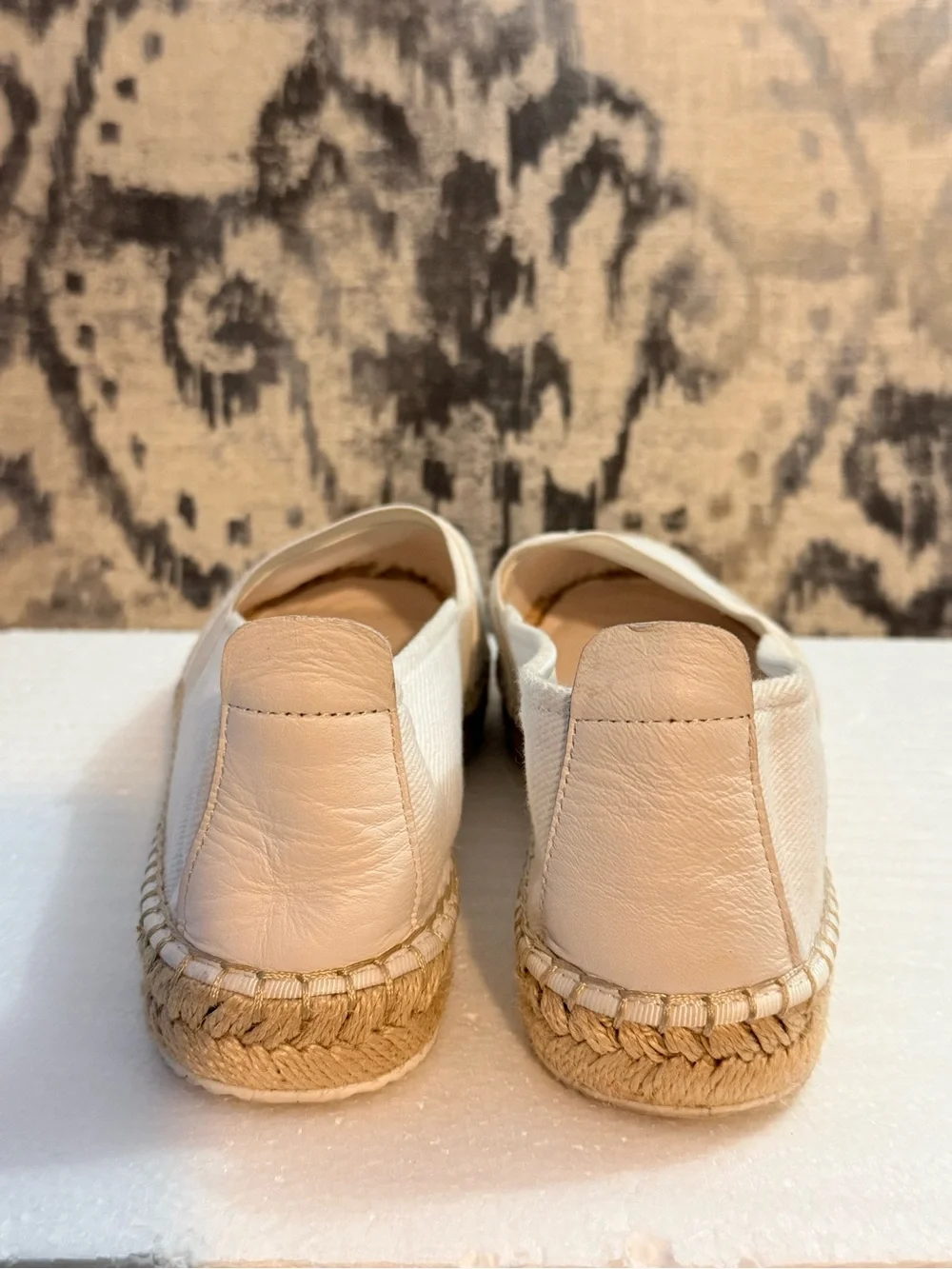Karl Lagerfeld White Crystal Logo Espadrille Flats with Jute Sole
